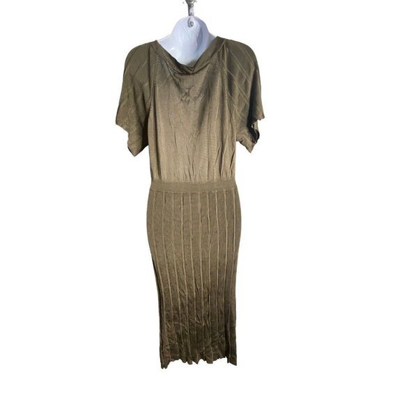 Banana Republic Womens V-neck Sheath Dress Midi Pleated Details Size Medium - Picture 4 of 8